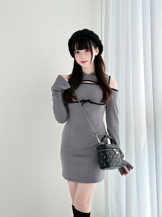 Slit Window Hoodie Dress
