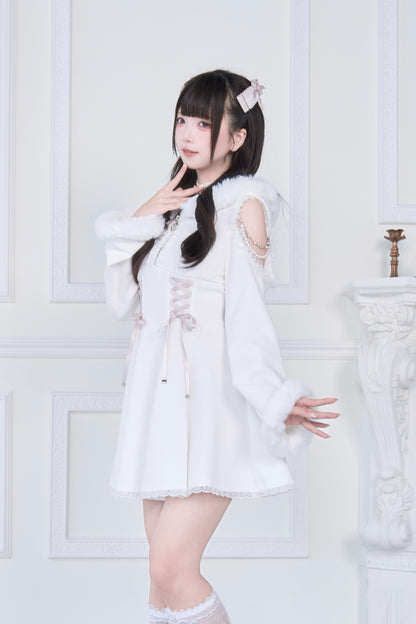ファーフード付きカットワンピ