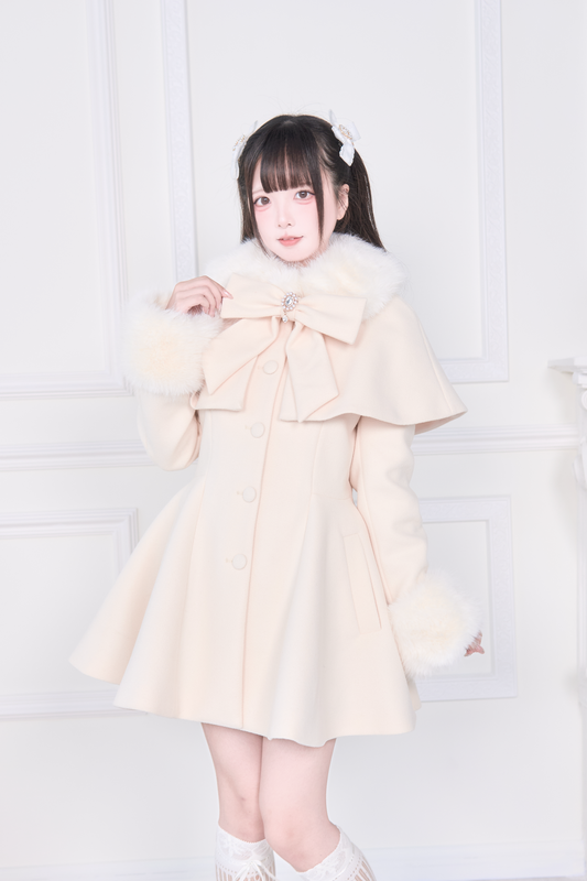 Cape Fur Flare Coat