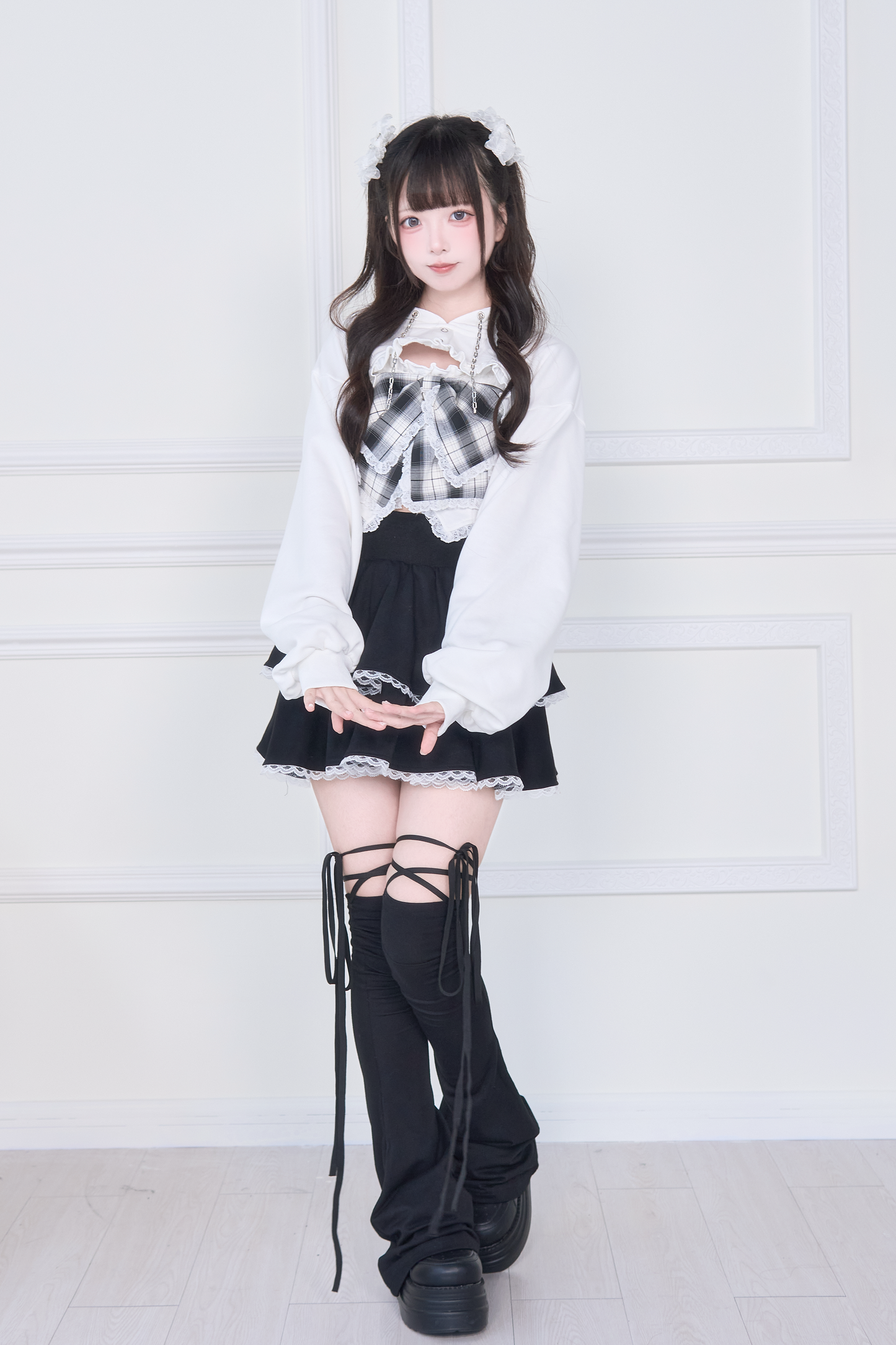 11.7日20時 チェックリボンキャミ×ショートフーディセット