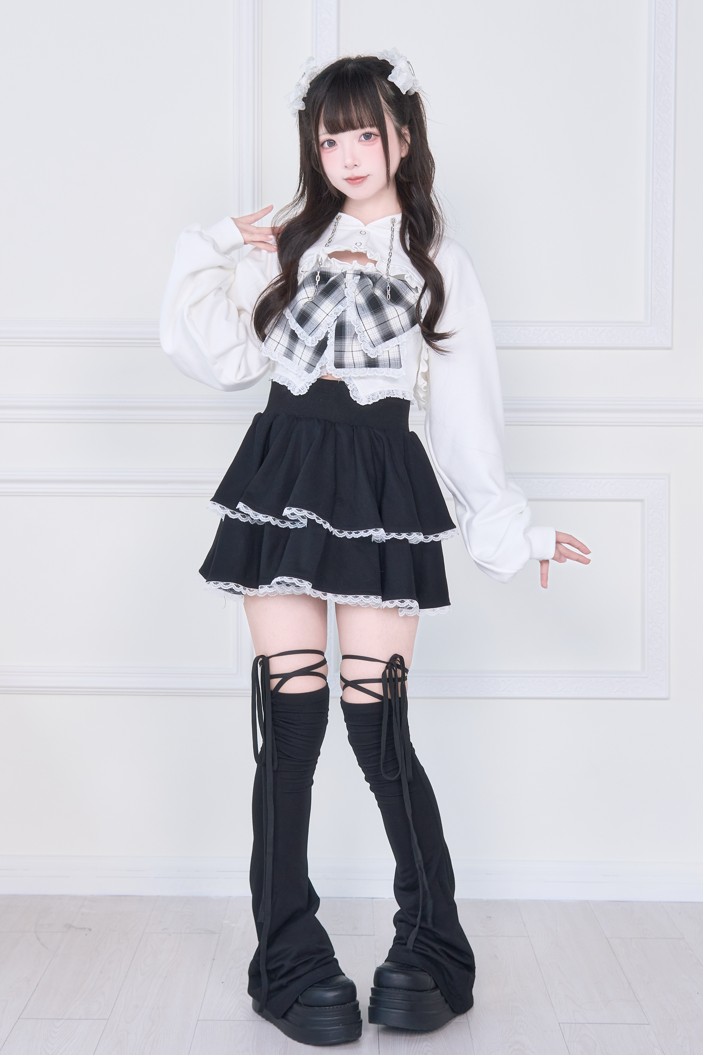 11.7日20時 チェックリボンキャミ×ショートフーディセット