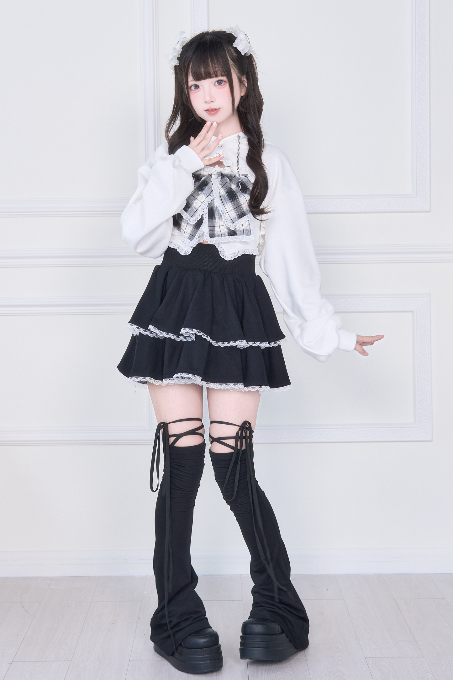 11.7日20時 チェックリボンキャミ×ショートフーディセット