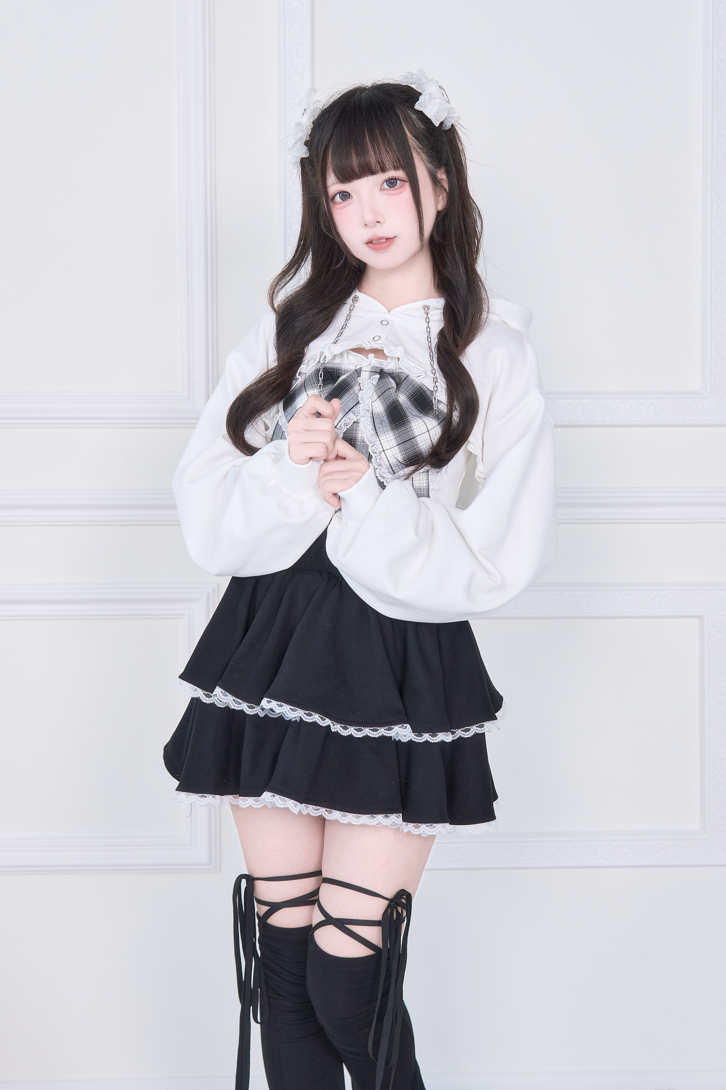 11.7日20時 チェックリボンキャミ×ショートフーディセット