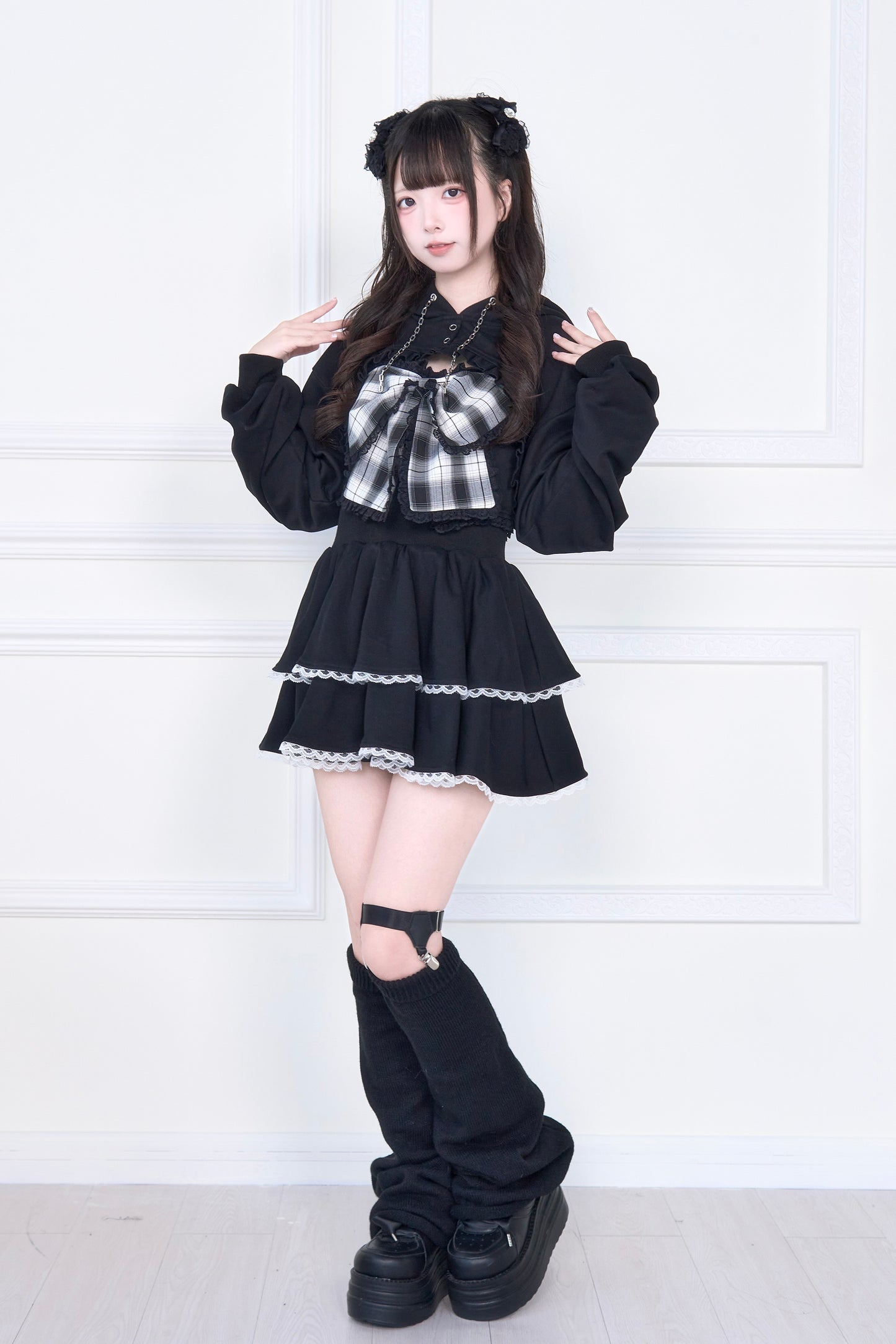 11.7日20時 チェックリボンキャミ×ショートフーディセット