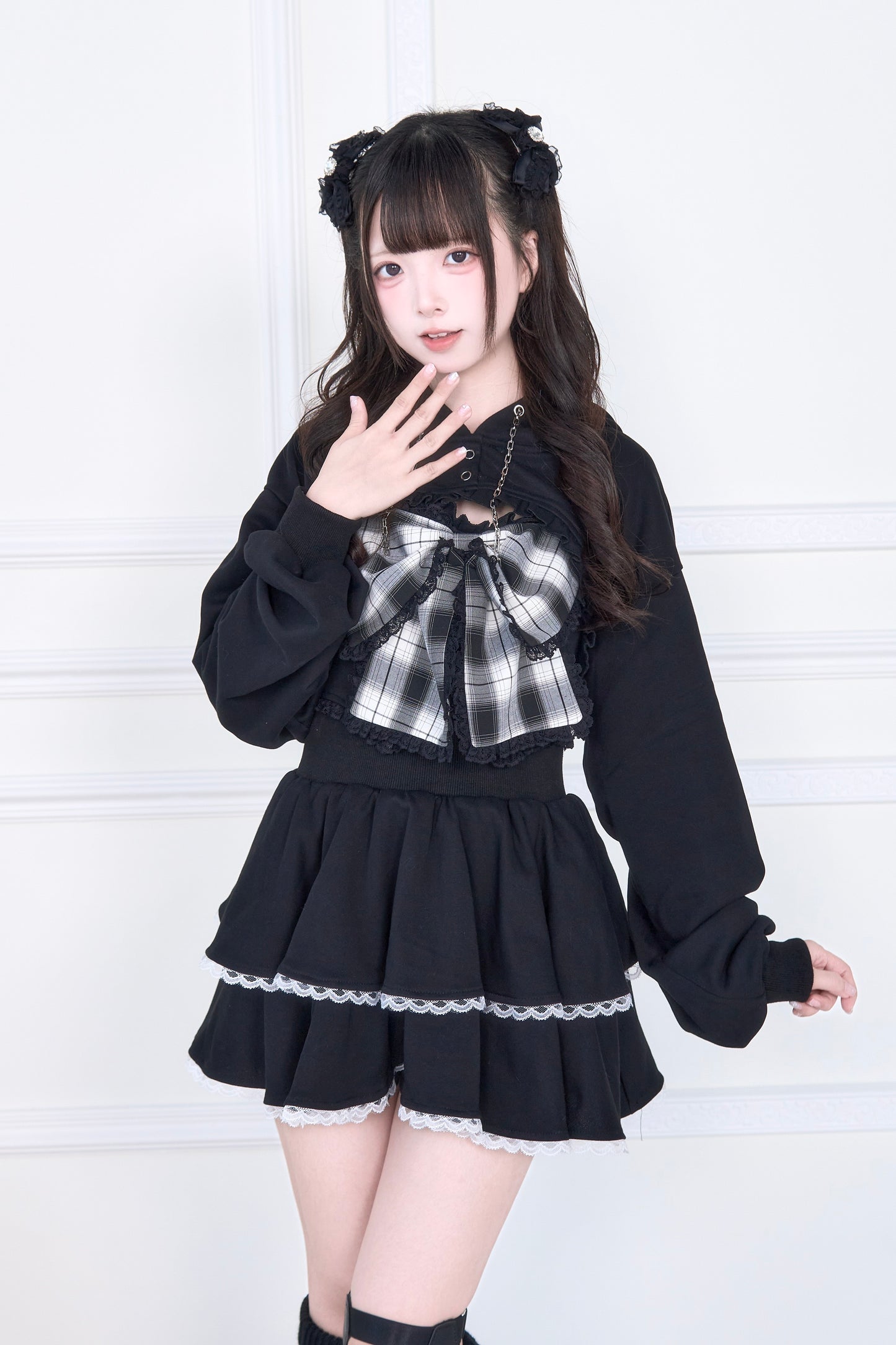 11.7日20時 チェックリボンキャミ×ショートフーディセット