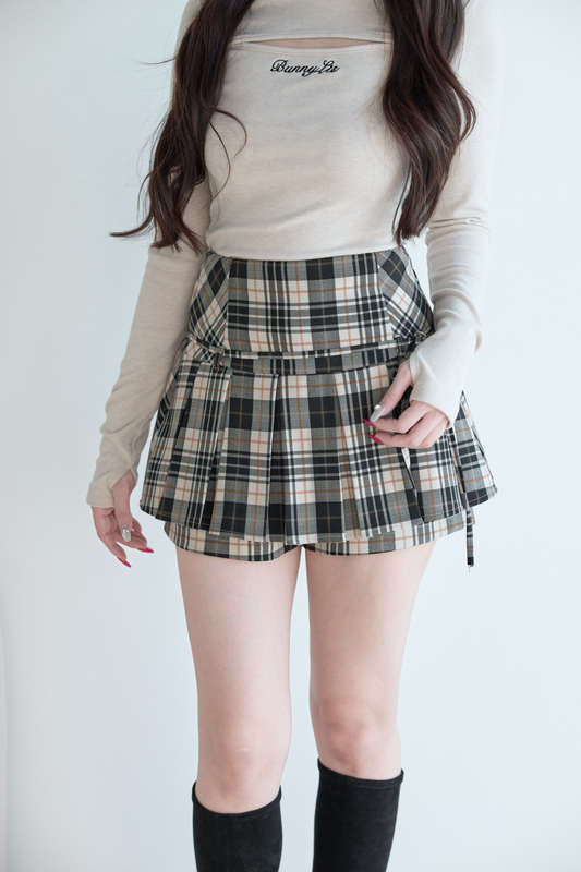 チェックプリーツミニスカート