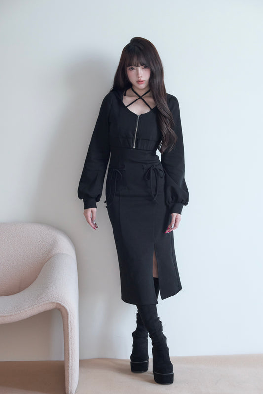 Hoodie x Long Cami Dress Set