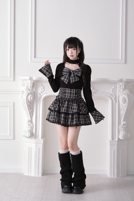 ビッグリボンチョーカーニットトップス